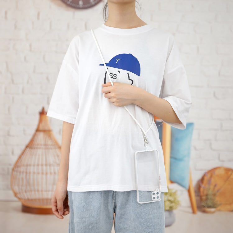 For OPPO Realme / C12 / C15 / Narzo 20 Transparent PC+TPU Phone Case with Contrast Color Button & Neck Lanyard