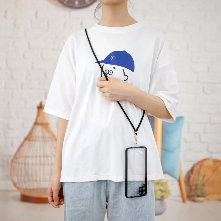 For OPPO Realme / C12 / C15 / Narzo 20 Transparent PC+TPU Phone Case with Contrast Color Button & Neck Lanyard