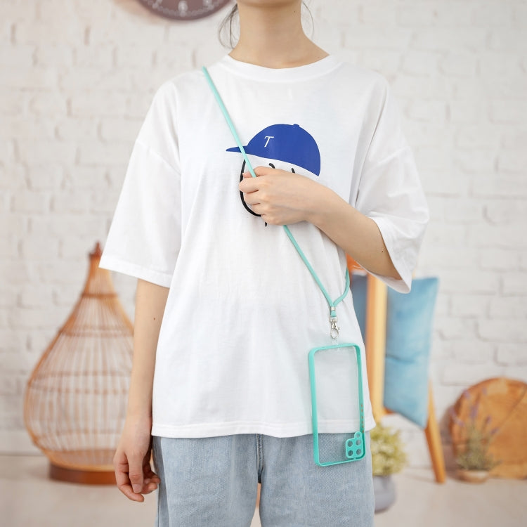 For OPPO Realme / C12 / C15 / Narzo 20 Transparent PC+TPU Phone Case with Contrast Color Button & Neck Lanyard