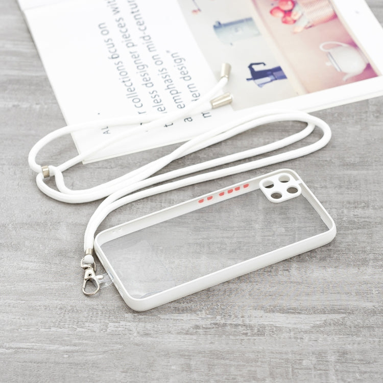 For OPPO Realme C11 Transparent PC+TPU Phone Case with Contrast Color Button & Neck Lanyard