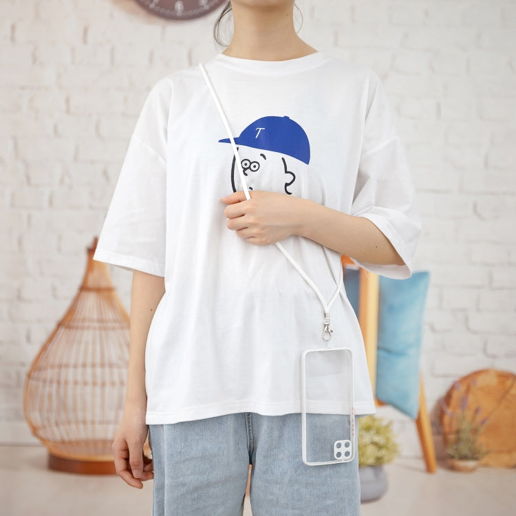 For OPPO Realme C11 Transparent PC+TPU Phone Case with Contrast Color Button & Neck Lanyard