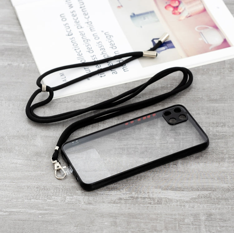 For OPPO Realme C11 Transparent PC+TPU Phone Case with Contrast Color Button & Neck Lanyard
