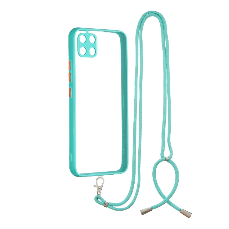 For OPPO Realme C11 Transparent PC+TPU Phone Case with Contrast Color Button & Neck Lanyard