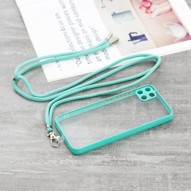For OPPO Realme C11 Transparent PC+TPU Phone Case with Contrast Color Button & Neck Lanyard