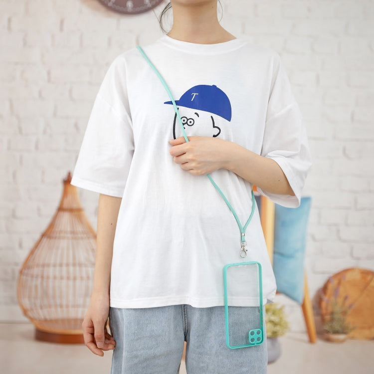 For OPPO Realme C11 Transparent PC+TPU Phone Case with Contrast Color Button & Neck Lanyard