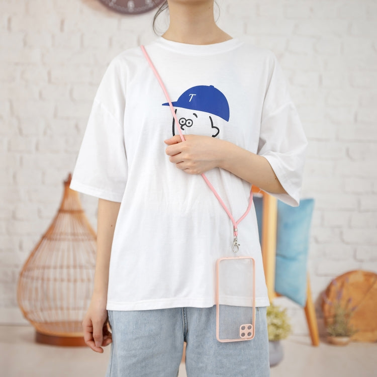 For OPPO Realme C11 Transparent PC+TPU Phone Case with Contrast Color Button & Neck Lanyard