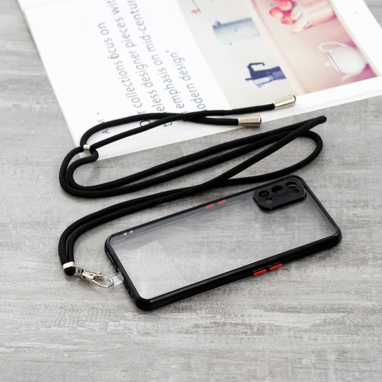 For OPPO Realme 7 Pro Transparent PC+TPU Phone Case with Contrast Color Button & Neck Lanyard