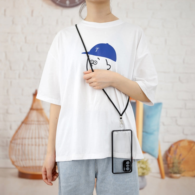 For OPPO Realme 7 Pro Transparent PC+TPU Phone Case with Contrast Color Button & Neck Lanyard