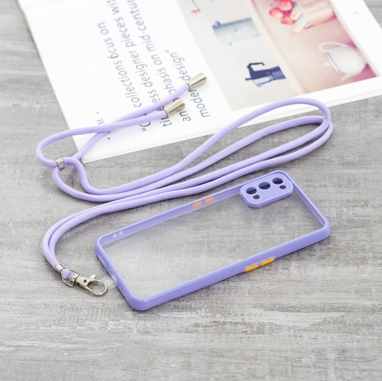 For OPPO Realme 7 Pro Transparent PC+TPU Phone Case with Contrast Color Button & Neck Lanyard