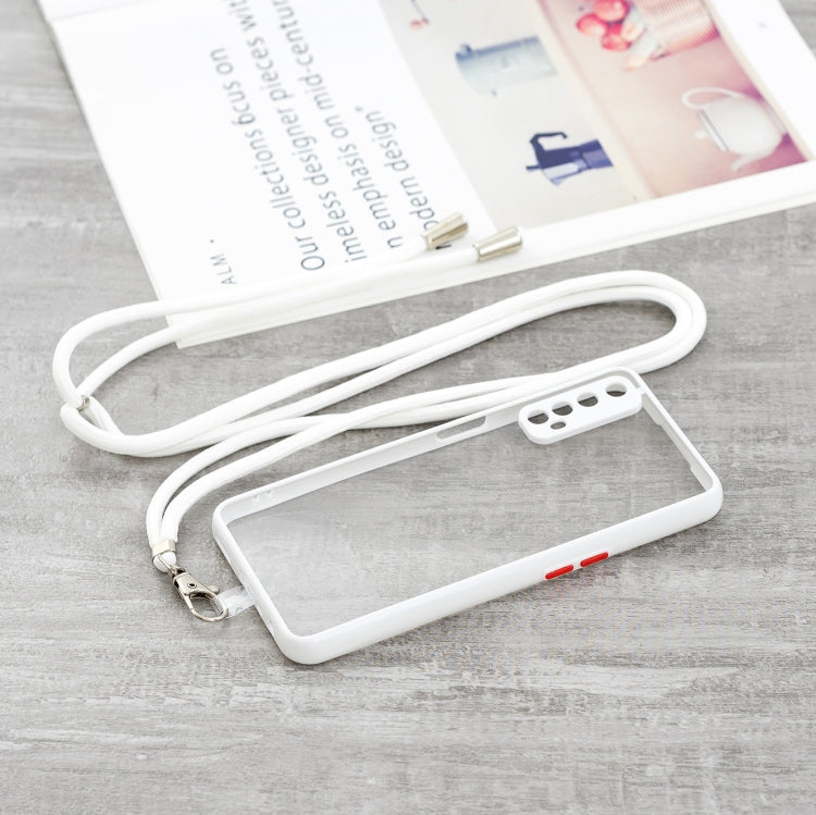 For OPPO Realme 7 / Narzo 20 Pro Transparent PC+TPU Phone Case with Contrast Color Button & Neck Lanyard