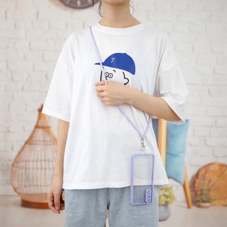 For OPPO Realme 7 / Narzo 20 Pro Transparent PC+TPU Phone Case with Contrast Color Button & Neck Lanyard