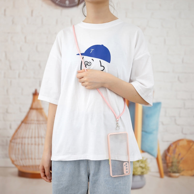 For OPPO Realme 7 / Narzo 20 Pro Transparent PC+TPU Phone Case with Contrast Color Button & Neck Lanyard