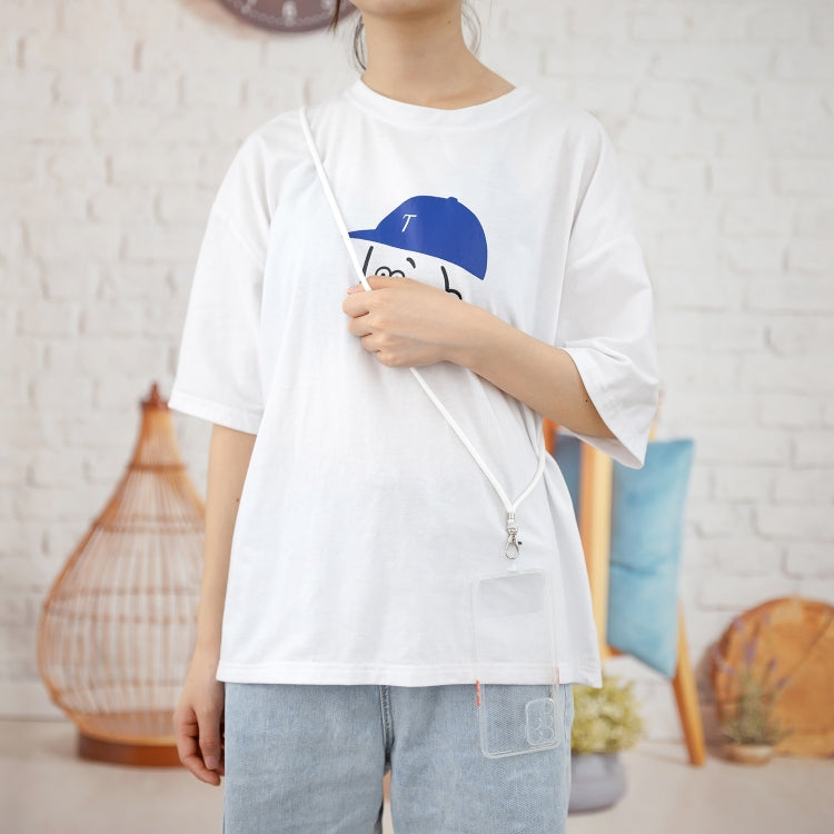 For OPPO F19 Pro Transparent PC+TPU Phone Case with Contrast Color Button & Neck Lanyard