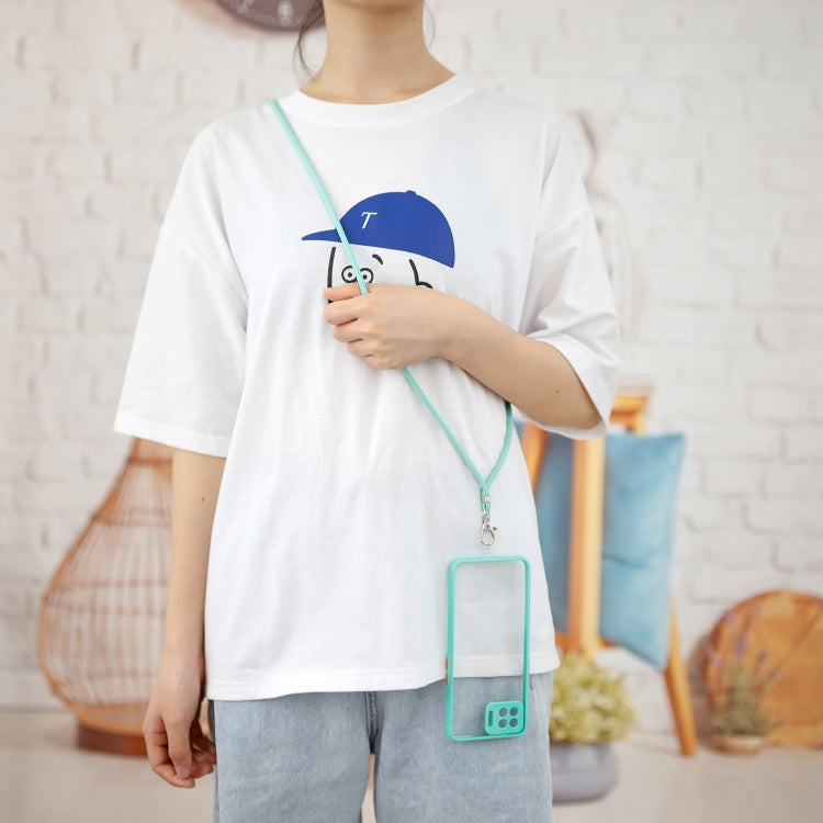 For OPPO F17/A73 2020 Transparent PC+TPU Phone Case with Contrast Color Button & Neck Lanyard