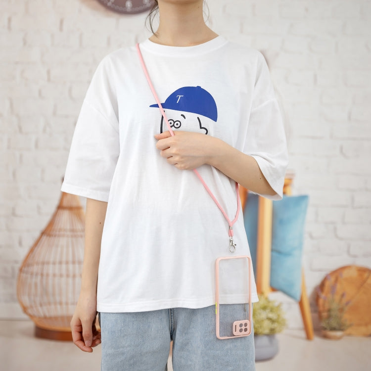 For OPPO F17/A73 2020 Transparent PC+TPU Phone Case with Contrast Color Button & Neck Lanyard