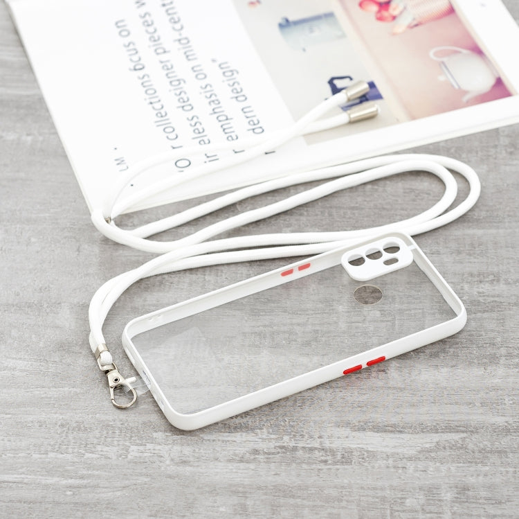 For OPPO A53 2020 / A33 2020 / A32 2020 Transparent PC+TPU Phone Case with Contrast Color Button & Neck Lanyard