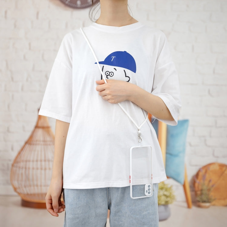 For OPPO A53 2020 / A33 2020 / A32 2020 Transparent PC+TPU Phone Case with Contrast Color Button & Neck Lanyard