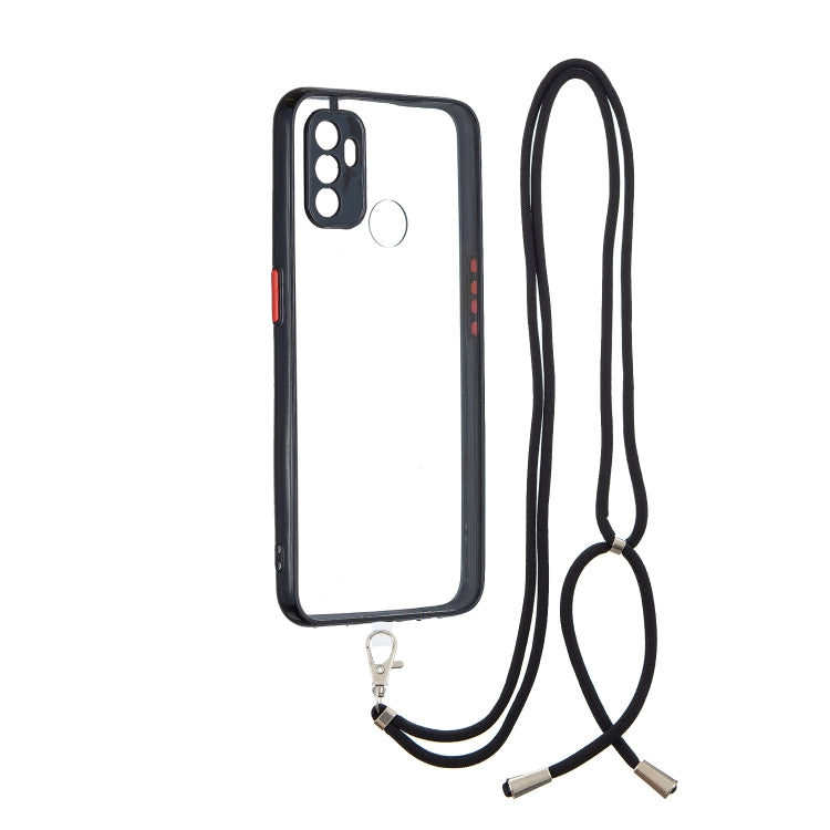 For OPPO A53 2020 / A33 2020 / A32 2020 Transparent PC+TPU Phone Case with Contrast Color Button & Neck Lanyard