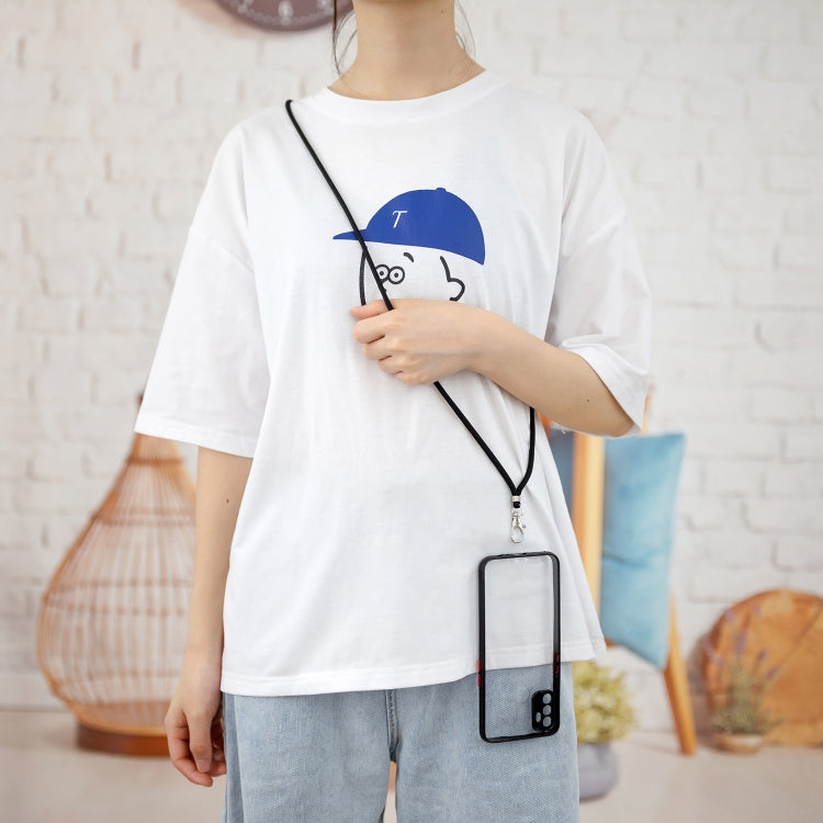 For OPPO A53 2020 / A33 2020 / A32 2020 Transparent PC+TPU Phone Case with Contrast Color Button & Neck Lanyard