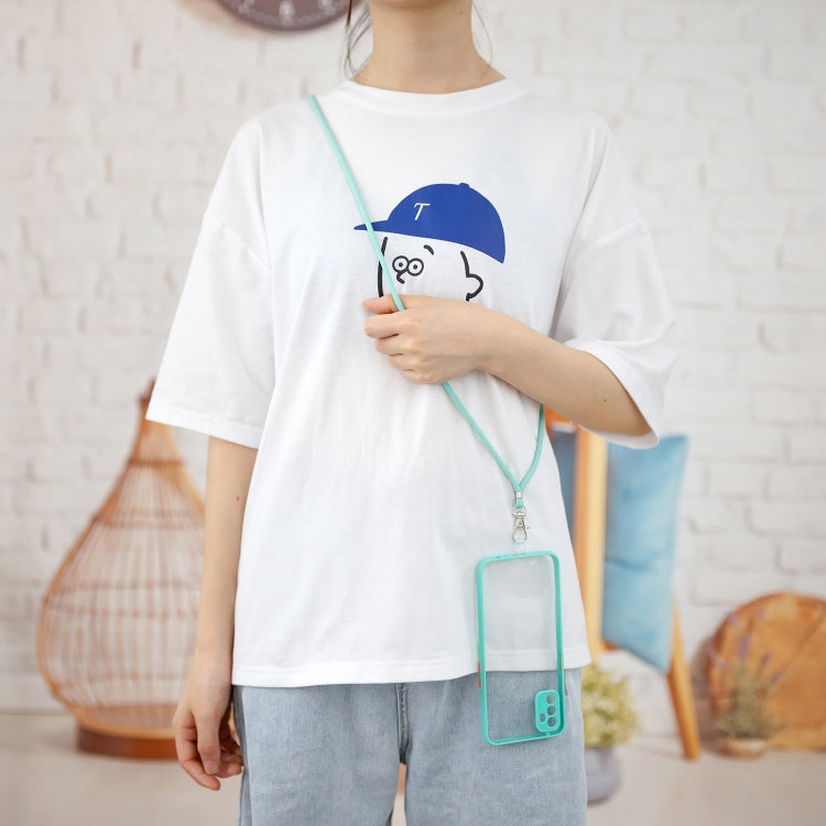 For OPPO A53 2020 / A33 2020 / A32 2020 Transparent PC+TPU Phone Case with Contrast Color Button & Neck Lanyard