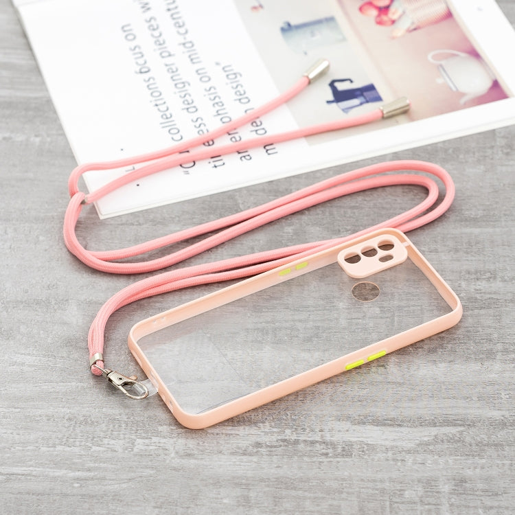 For OPPO A53 2020 / A33 2020 / A32 2020 Transparent PC+TPU Phone Case with Contrast Color Button & Neck Lanyard
