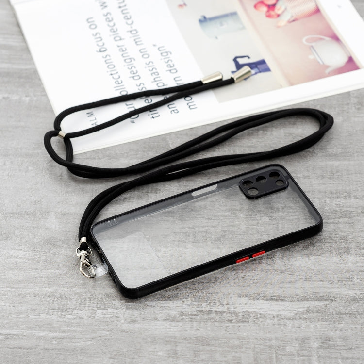 For OPPO A52 / A92 / A72 Transparent PC+TPU Phone Case with Contrast Color Button & Neck Lanyard