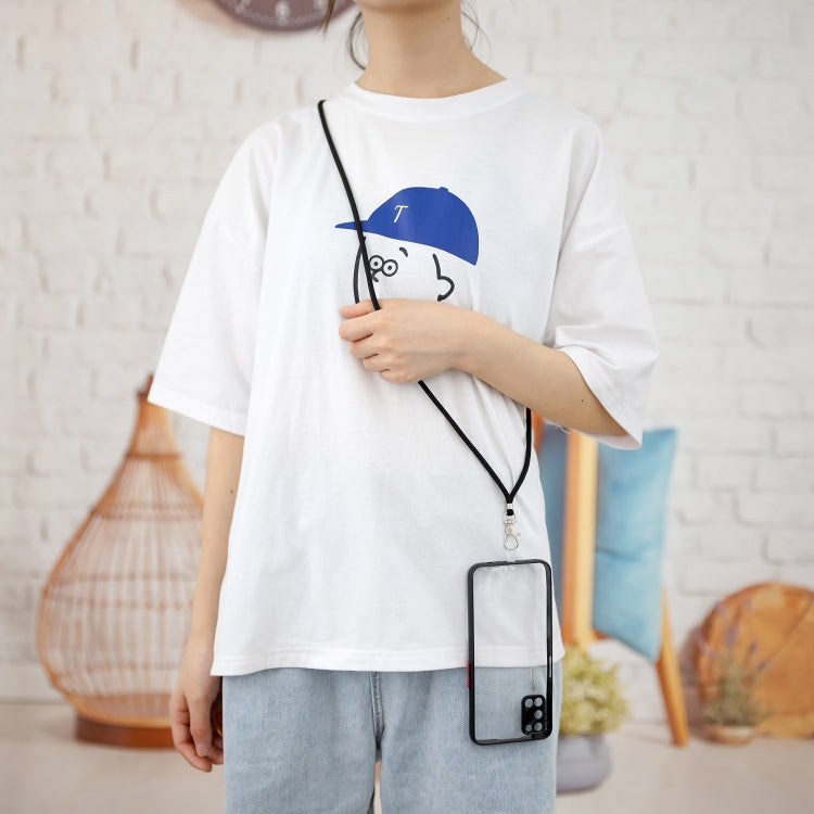 For OPPO A52 / A92 / A72 Transparent PC+TPU Phone Case with Contrast Color Button & Neck Lanyard