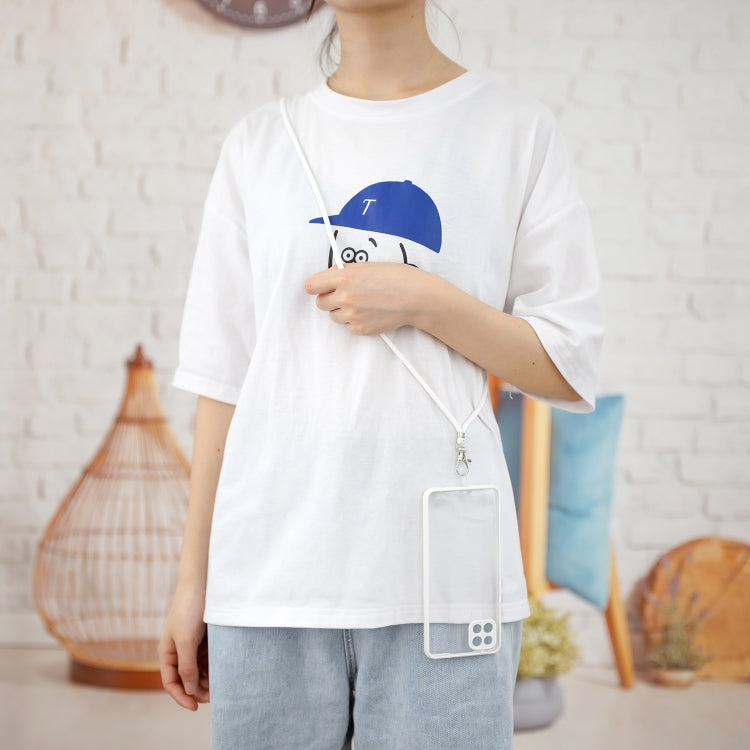 For OPPO A15 / A15S Transparent PC+TPU Phone Case with Contrast Color Button & Neck Lanyard