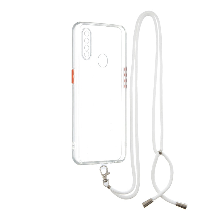 For OPPO A8 / A31 2020 Transparent PC+TPU Phone Case with Contrast Color Button & Neck Lanyard