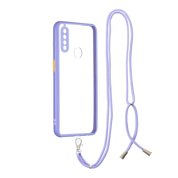 For OPPO A8 / A31 2020 Transparent PC+TPU Phone Case with Contrast Color Button & Neck Lanyard