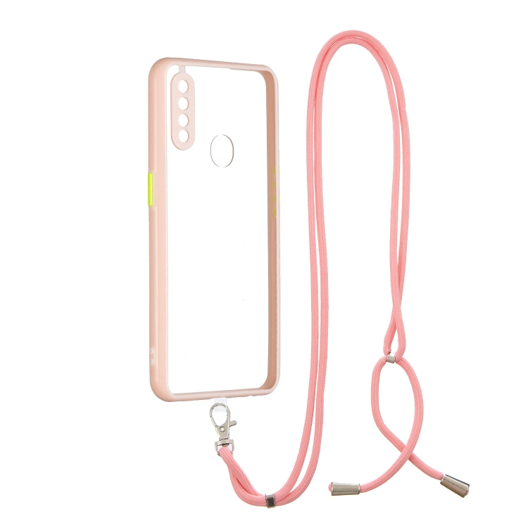 For OPPO A8 / A31 2020 Transparent PC+TPU Phone Case with Contrast Color Button & Neck Lanyard