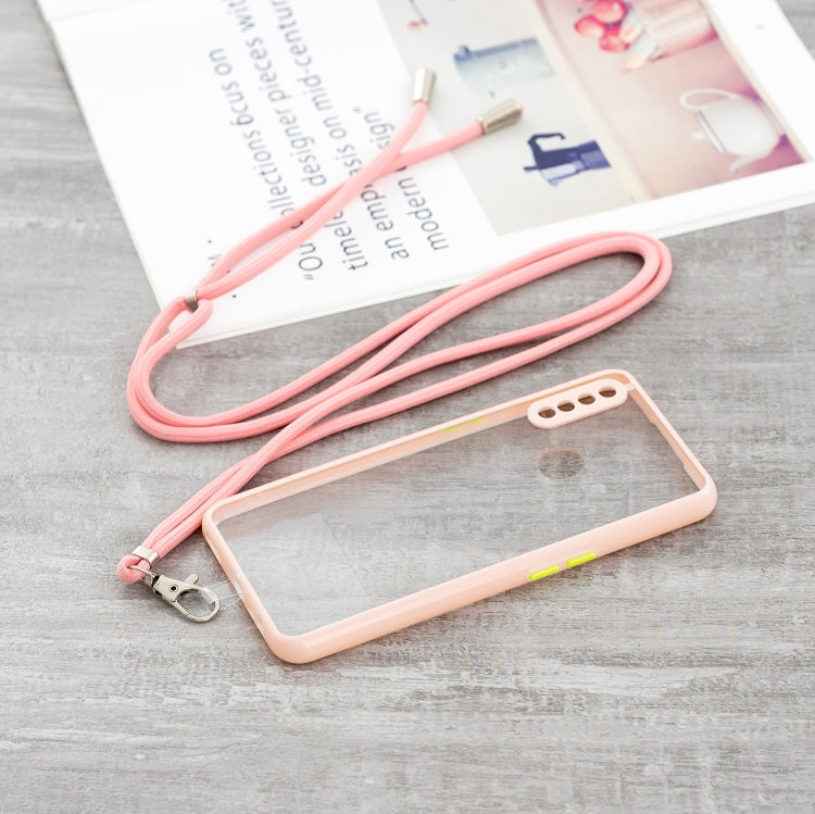 For OPPO A8 / A31 2020 Transparent PC+TPU Phone Case with Contrast Color Button & Neck Lanyard