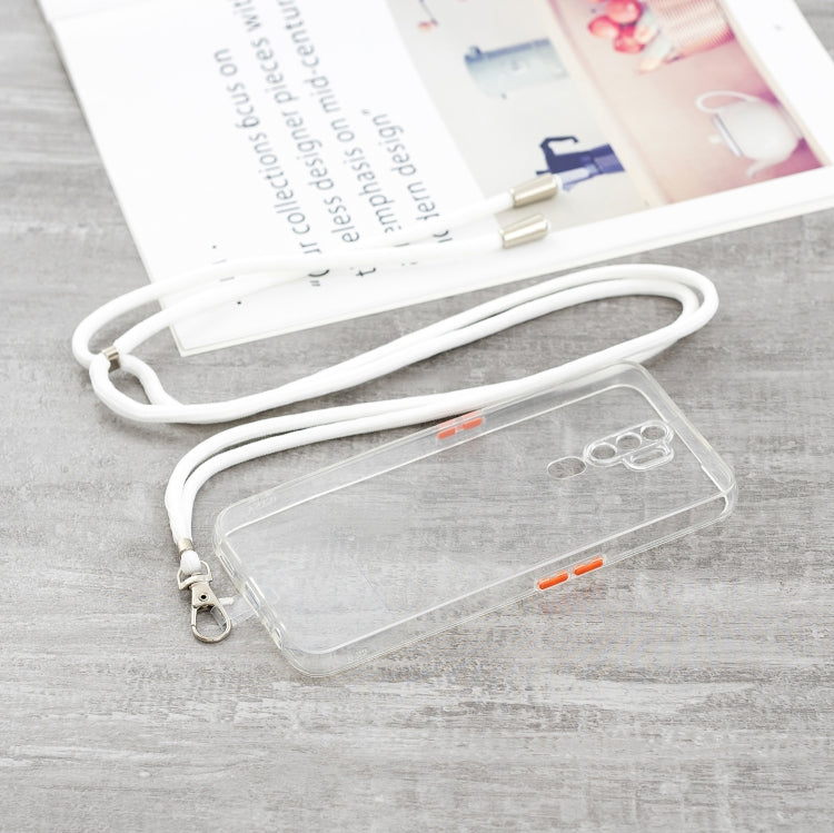For OPPO A5 2020/A9 2020 Transparent PC+TPU Phone Case with Contrast Color Button & Neck Lanyard