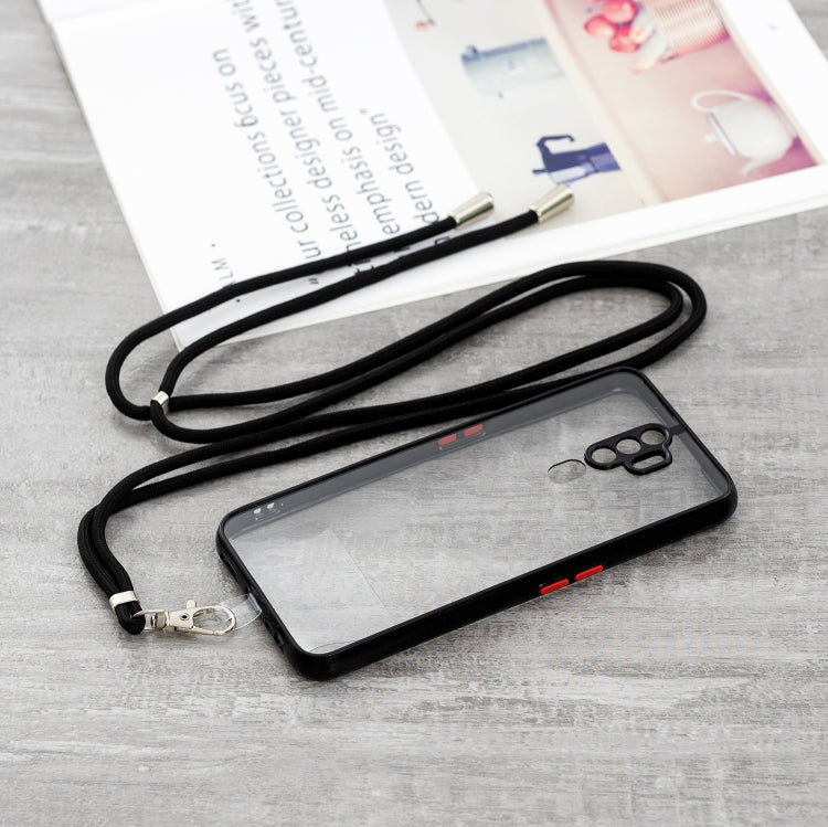 For OPPO A5 2020/A9 2020 Transparent PC+TPU Phone Case with Contrast Color Button & Neck Lanyard