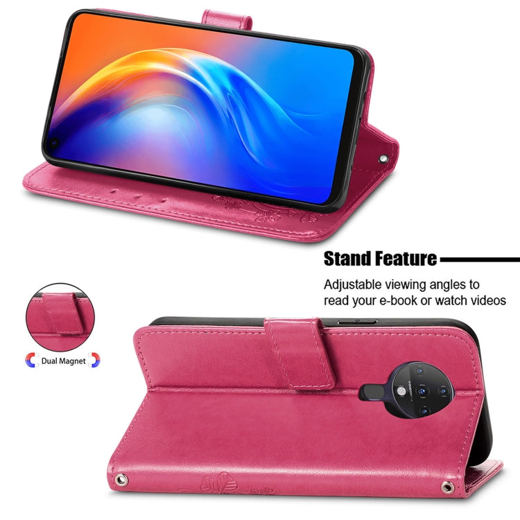 For Tecno Spark 6 Four-leaf Clasp Embossed Buckle Mobile Phone Protection Leather Case with Lanyard & Card Slot & Wallet & Bracket Function