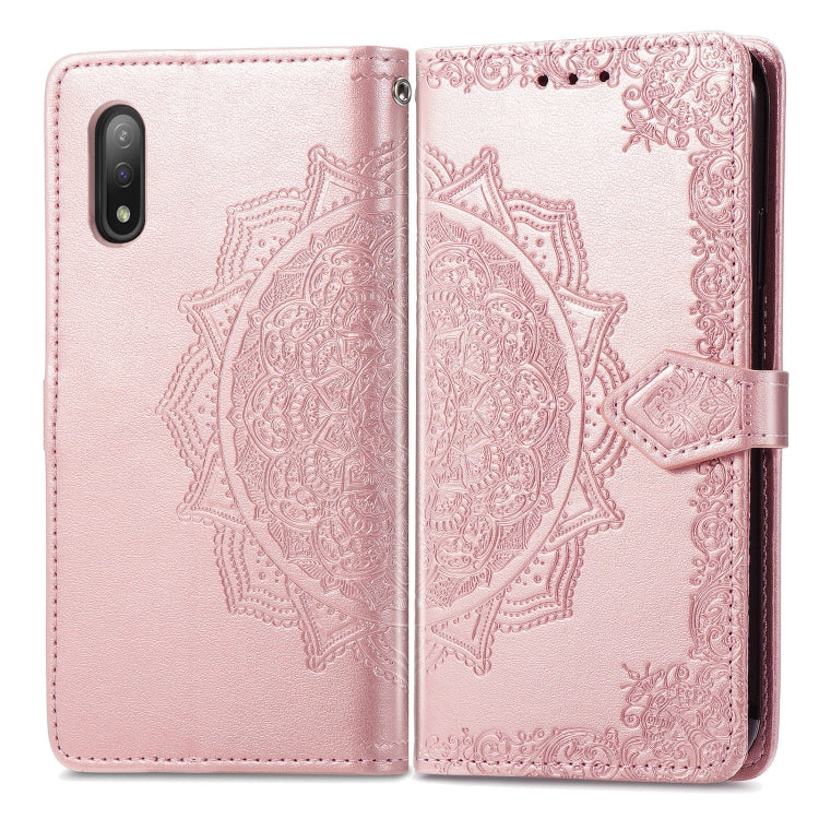 For Sony Xperia Ace II Mandala Flower Embossed Horizontal Flip Leather Case with Bracket / Card Slot / Wallet / Lanyard