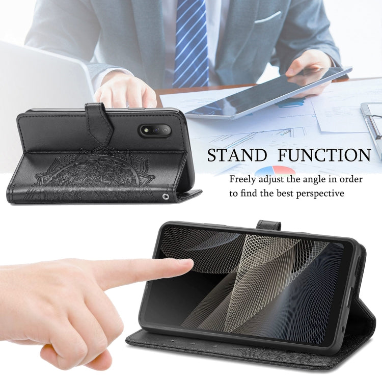 For Sony Xperia Ace II Mandala Flower Embossed Horizontal Flip Leather Case with Bracket / Card Slot / Wallet / Lanyard