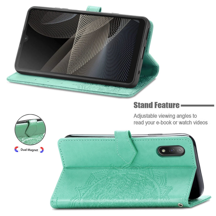 For Sony Xperia Ace II Mandala Flower Embossed Horizontal Flip Leather Case with Bracket / Card Slot / Wallet / Lanyard