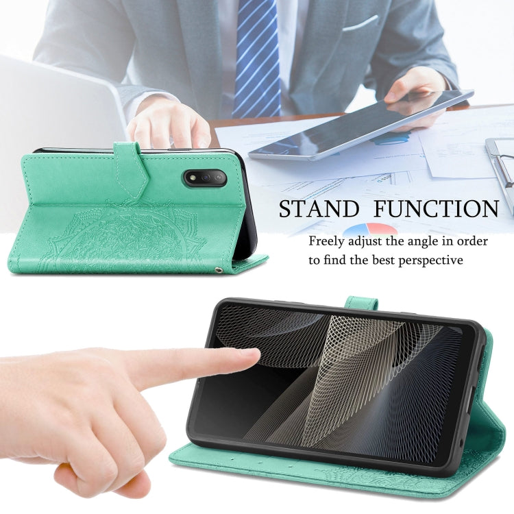 For Sony Xperia Ace II Mandala Flower Embossed Horizontal Flip Leather Case with Bracket / Card Slot / Wallet / Lanyard