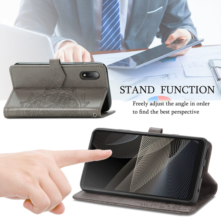 For Sony Xperia Ace II Mandala Flower Embossed Horizontal Flip Leather Case with Bracket / Card Slot / Wallet / Lanyard