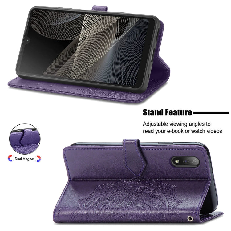 For Sony Xperia Ace II Mandala Flower Embossed Horizontal Flip Leather Case with Bracket / Card Slot / Wallet / Lanyard