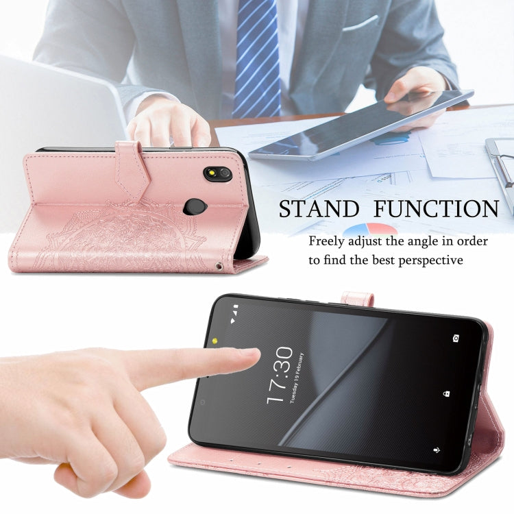 For TECNO Pop 3 Mandala Flower Embossed Horizontal Flip Leather Case with Bracket / Card Slot / Wallet / Lanyard