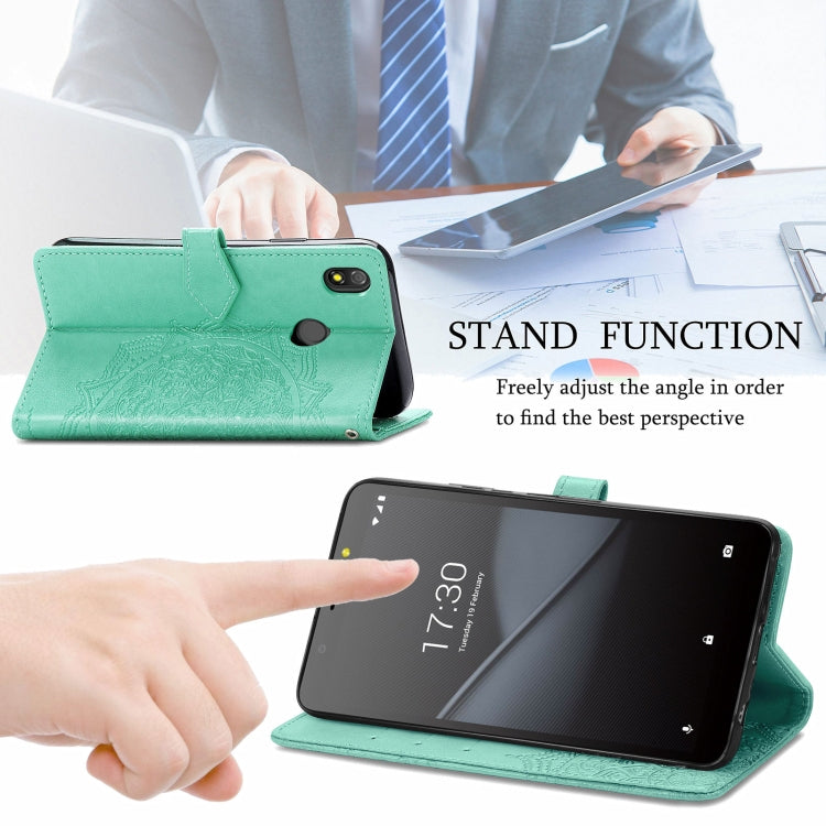 For TECNO Pop 3 Mandala Flower Embossed Horizontal Flip Leather Case with Bracket / Card Slot / Wallet / Lanyard