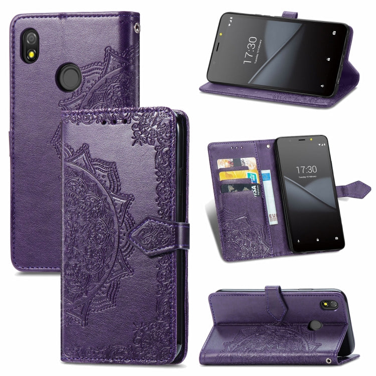 For TECNO Pop 3 Mandala Flower Embossed Horizontal Flip Leather Case with Bracket / Card Slot / Wallet / Lanyard