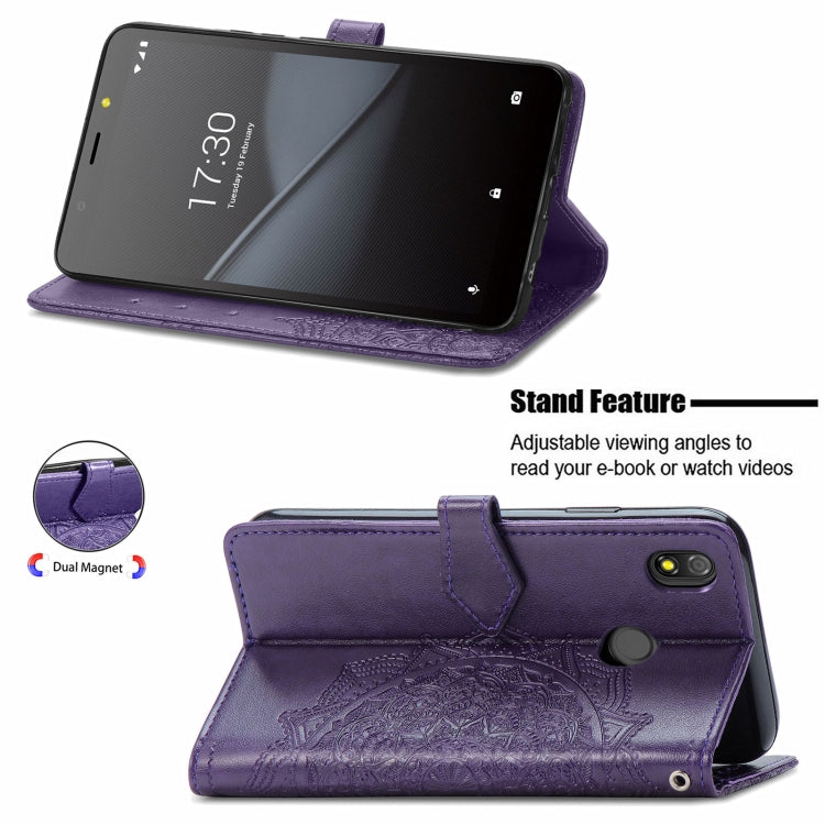 For TECNO Pop 3 Mandala Flower Embossed Horizontal Flip Leather Case with Bracket / Card Slot / Wallet / Lanyard