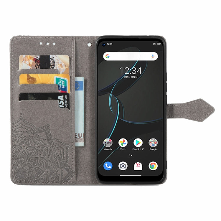 For ZTE Libero 5G Mandala Flower Embossed Horizontal Flip Leather Case with Bracket / Card Slot / Wallet / Lanyard