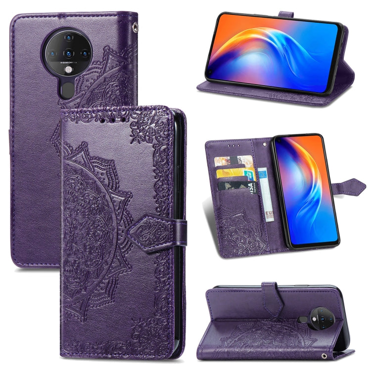 For TECNO SPARK 6 Mandala Flower Embossed Horizontal Flip Leather Case with Bracket / Card Slot / Wallet / Lanyard
