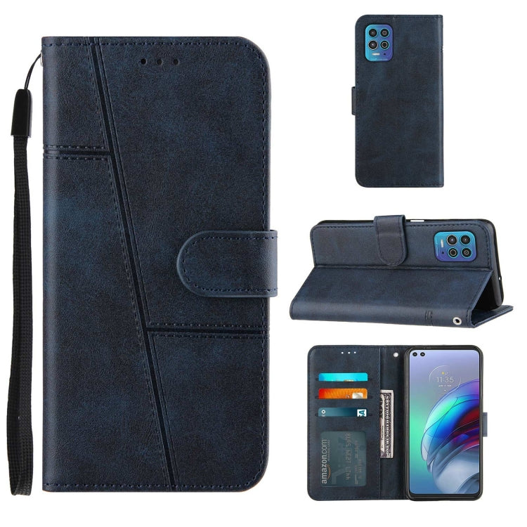 For Motorola Edge S / G100 Stitching Calf Pattern Buckle Card Wallet with Flip Phone Holster with Lanyard Bracket Function