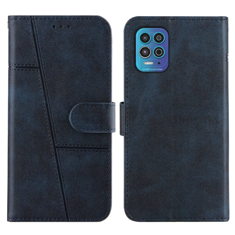 For Motorola Edge S / G100 Stitching Calf Pattern Buckle Card Wallet with Flip Phone Holster with Lanyard Bracket Function