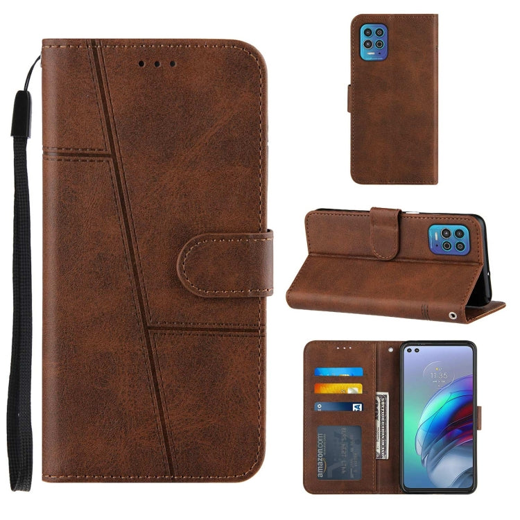 For Motorola Edge S / G100 Stitching Calf Pattern Buckle Card Wallet with Flip Phone Holster with Lanyard Bracket Function
